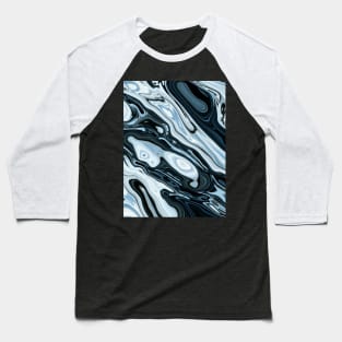 Liquid Marble Cool Blue and Black Baseball T-Shirt